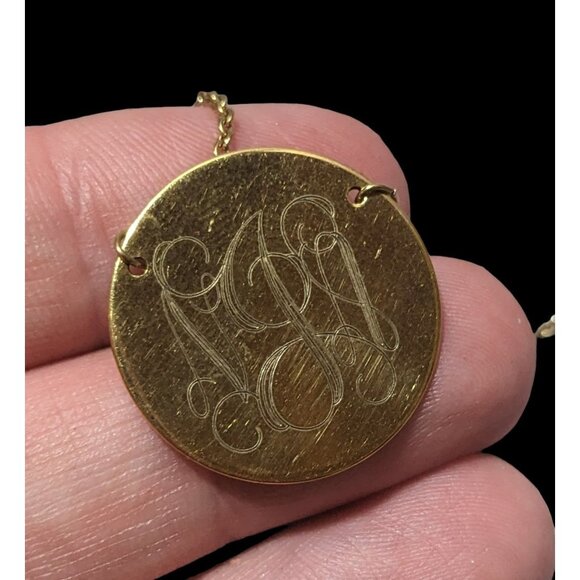 Stella & Dot Gold Monogram Disc Necklace - Picture 4 of 8